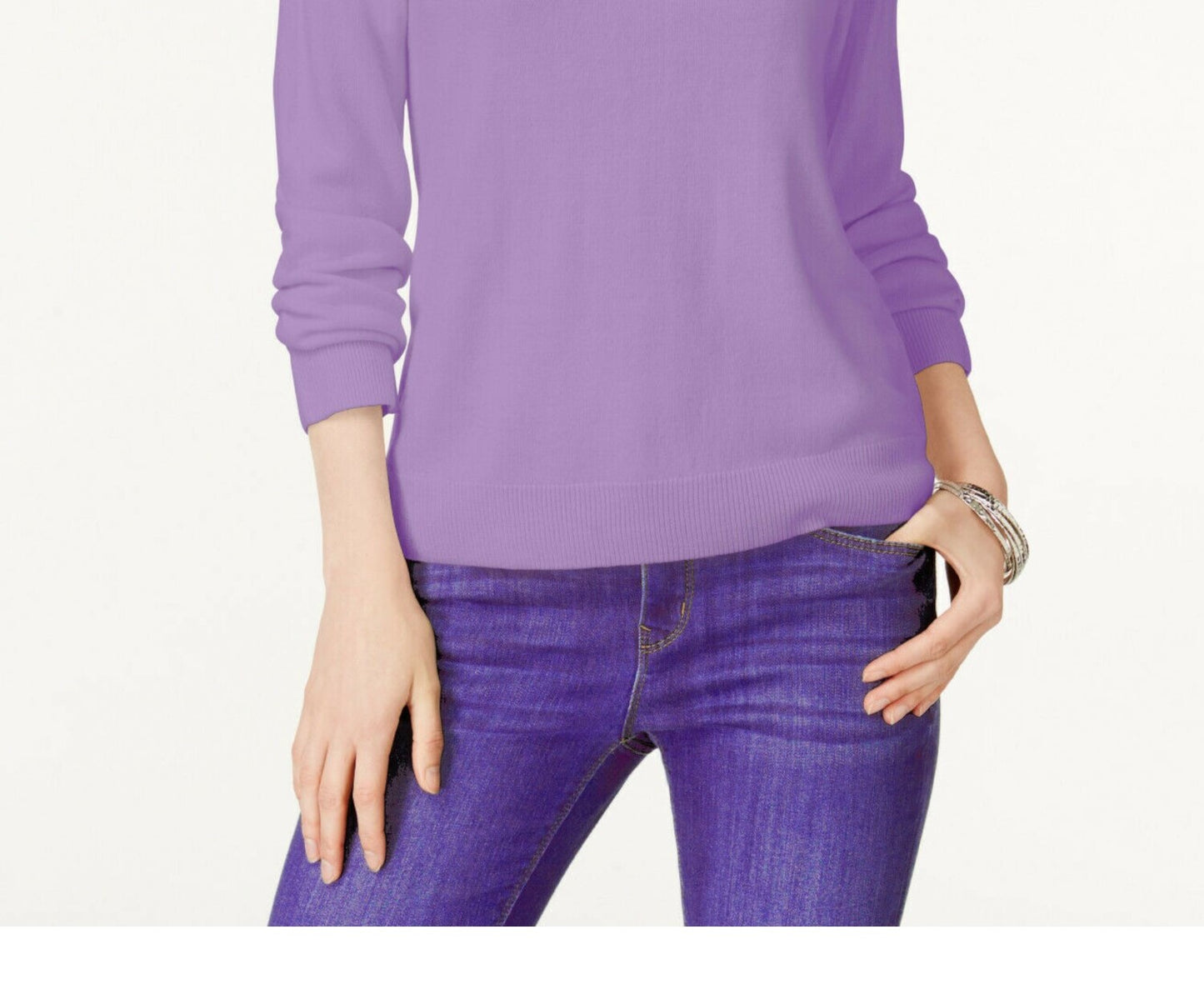 Karen Scott Suéter Feminino Gola Falsa Roxo Tamanho Pequeno G