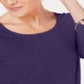 Karen Scott Blusa feminina de algodão com decote redondo, roxa, tamanho pequeno G