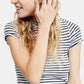Camiseta feminina listrada de manga curta e gola redonda Free People, azul, tamanho X-S