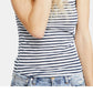 Camiseta feminina listrada de manga curta e gola redonda Free People, azul, tamanho X-S