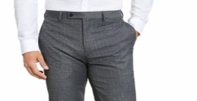 Calça social Ralph Lauren Classic Fit UltraFlex Stretch Windowpane Masculina Cinza Tamanho 42X30