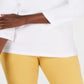 Karen Scott Blusa feminina de algodão com decote em V e ilhós, branca, tamanho pequeno G