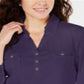 Camisa utilitária feminina Karen Scott de algodão com gola Johnny - Roxa, tamanho grande