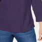 Camisa utilitária feminina Karen Scott de algodão com gola Johnny - Roxa, tamanho grande