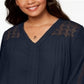 Blusa feminina plus size com bainha em camadas, azul, tamanho 2X, da Style &amp; Co