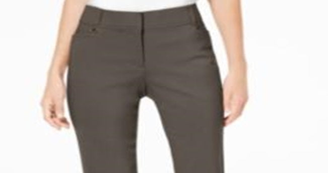 Calça feminina JM Collection, comprimento regular e curto, ajuste curvo, perna reta, verde, tamanho 6S