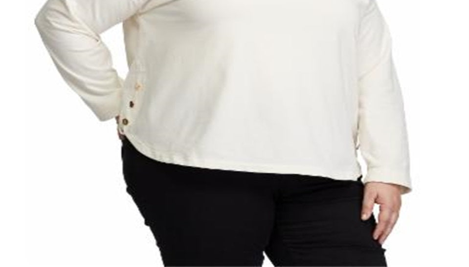 Camisa Ralph Lauren Feminina Plus Size com Botões e Gola Canoa Branca Tamanho 3XL