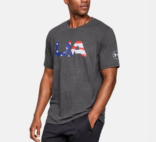 Camiseta masculina Under Armour Freedom Tactical Graphic, cinza, tamanho M