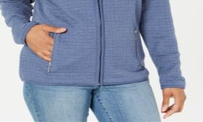 Karen Scott Suéter Feminino com Zíper Frontal Azul Vários Tamanhos Petite S