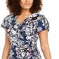 Vestido envelope feminino com estampa floral da INC International Concepts, azul marinho, tamanho pequeno GG