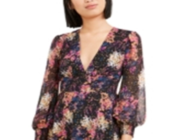 Vestido Blusão Feminino Bar III com Estampa de Confete e Manga Longa Azul Marinho, Tamanho Múltiplo 2XS