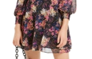 Vestido Blusão Feminino Bar III com Estampa de Confete e Manga Longa Azul Marinho, Tamanho Múltiplo 2XS