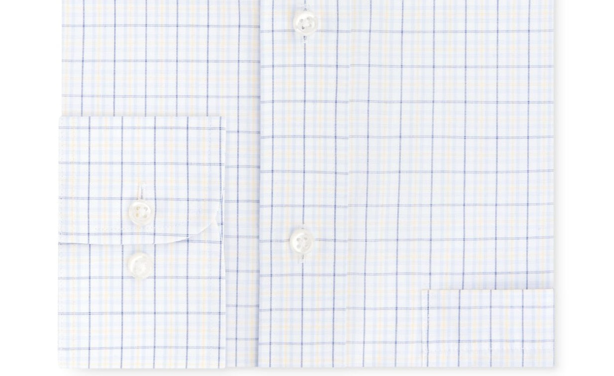 Camisa social xadrez Eagle masculina Classic Fit com gola elástica e sem ferro, branca, tamanho M