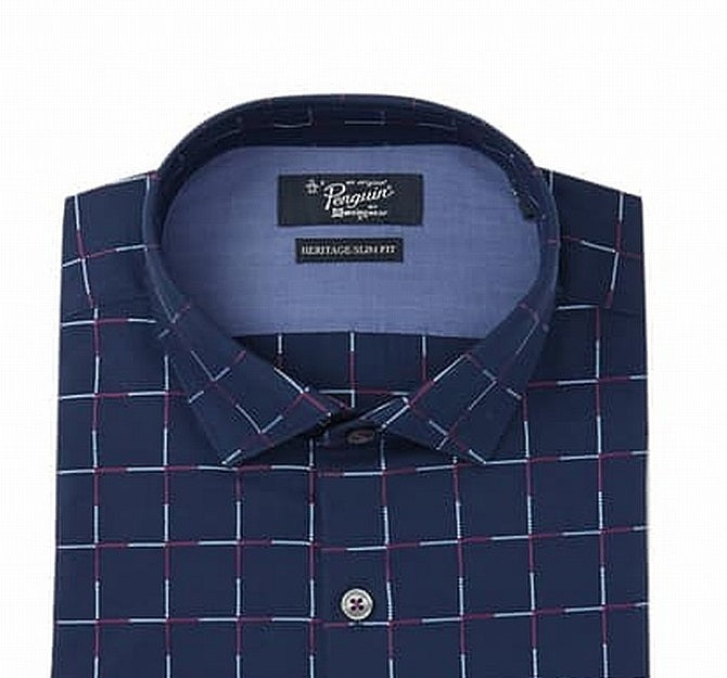 Camisa social Quiksilver Heritage Slim Fit com estampa costurada, tamanho azul, 16,5 x 32-33