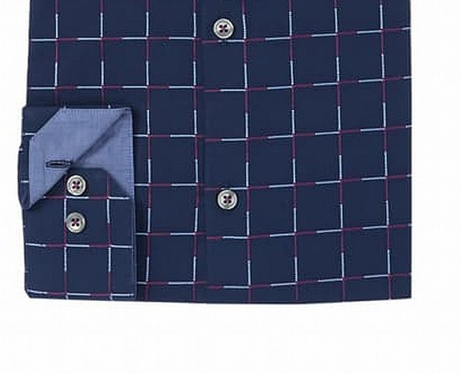 Camisa social Quiksilver Heritage Slim Fit com estampa costurada, tamanho azul, 16,5 x 32-33