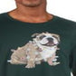 Camiseta masculina com estampa de buldogue natalino, tamanho extragrande, verde, Club Room