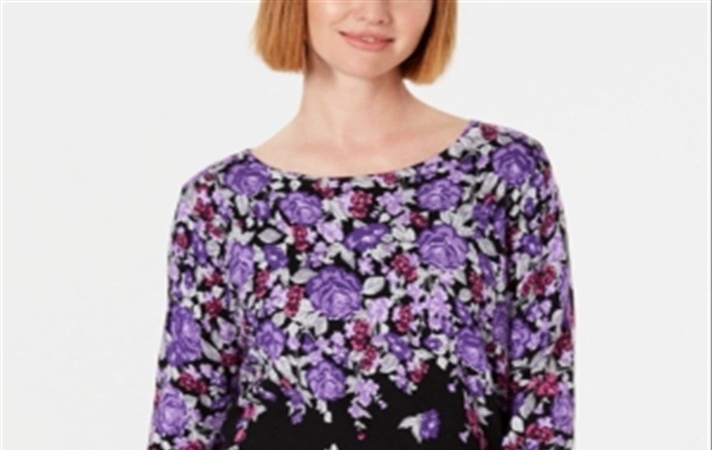 Karen Scott Suéter Feminino Estampado Manga 3/4 Preto Tamanho Pequeno Pequeno