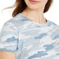 Camiseta feminina com estampa camuflada Lucky Brand, azul, tamanho X-S