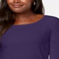Karen Scott Blusa feminina de algodão com decote redondo, roxa, tamanho pequeno