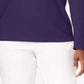 Karen Scott Blusa feminina de algodão com decote redondo, roxa, tamanho pequeno