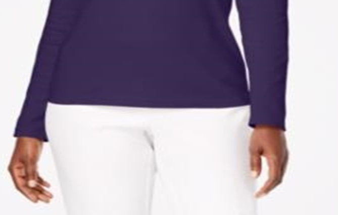 Karen Scott Blusa feminina de algodão com decote redondo, roxa, tamanho pequeno