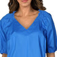 Blusa Alfani Feminina Gola V Smocked Azul Tamanho X-G
