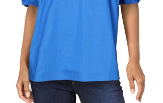 Blusa Alfani Feminina Gola V Smocked Azul Tamanho X-G