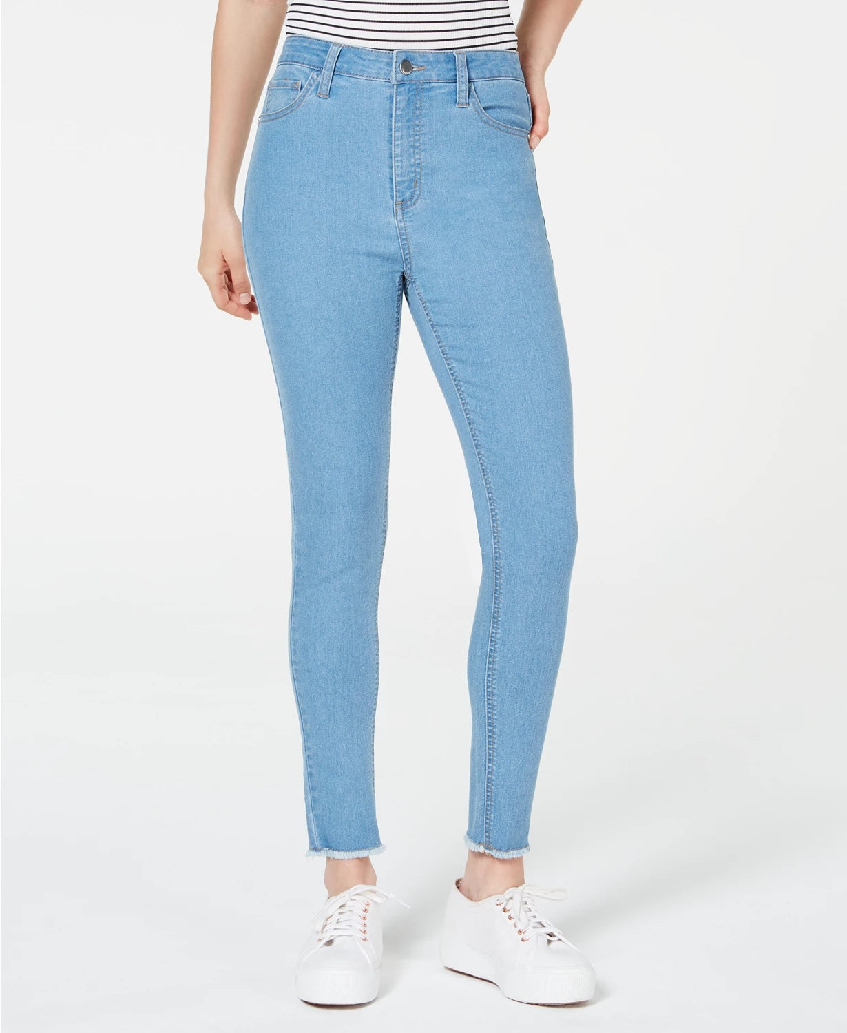 Calça jeans skinny de cintura alta e bainha crua Tinseltown Juniors, azul brilhante, tamanho 9