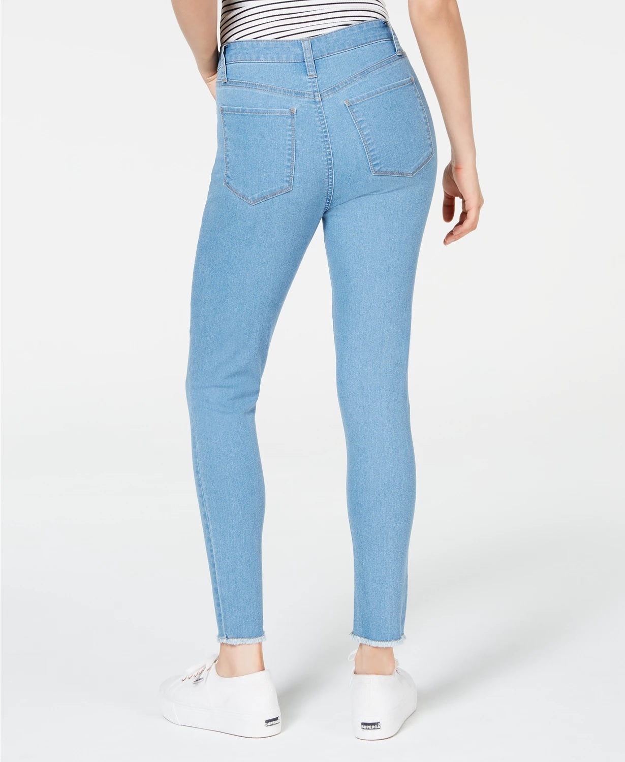 Calça jeans skinny de cintura alta e bainha crua Tinseltown Juniors, azul brilhante, tamanho 9