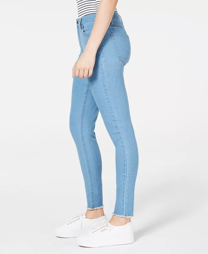 Calça jeans skinny de cintura alta e bainha crua Tinseltown Juniors, azul brilhante, tamanho 9