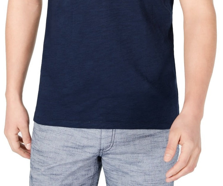 Camiseta masculina canelada com fenda INC International Concepts, azul, tamanho XXL