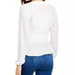 Blusa feminina com babados e babados, tamanho extragrande, branca, Q&amp;A