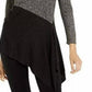 Suéter assimétrico com blocos de cores Alfani feminino, preto, tamanho pequeno GG