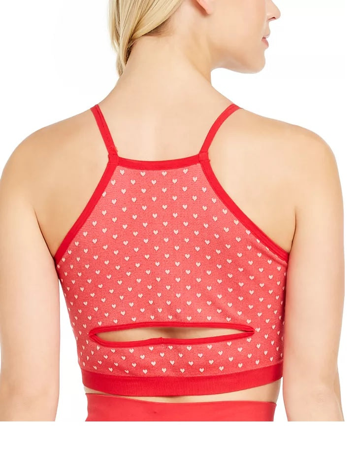 Sutiã esportivo feminino Ideology com estampa de coração e baixo impacto, sem costura, rosa, tamanho extragrande
