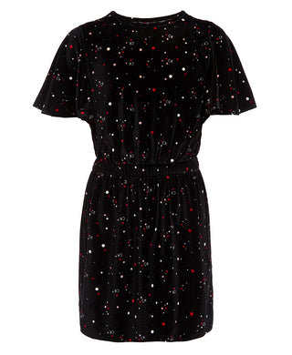 Vestido Calvin Klein Big Girls Velour com mangas esvoaçantes, preto, tamanho 12-14