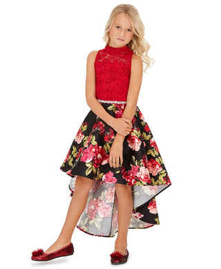 Speechless Big Girls Lace High-Low Dress Black Size 7