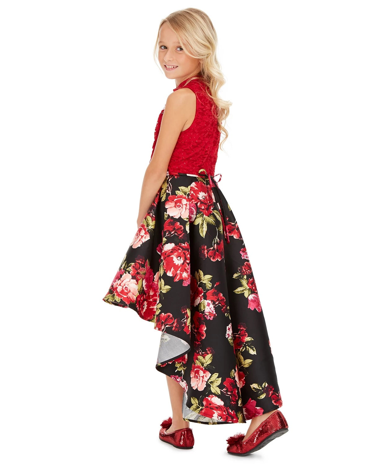 Vestido de renda alto e baixo Speechless Big Girls, preto, tamanho 7