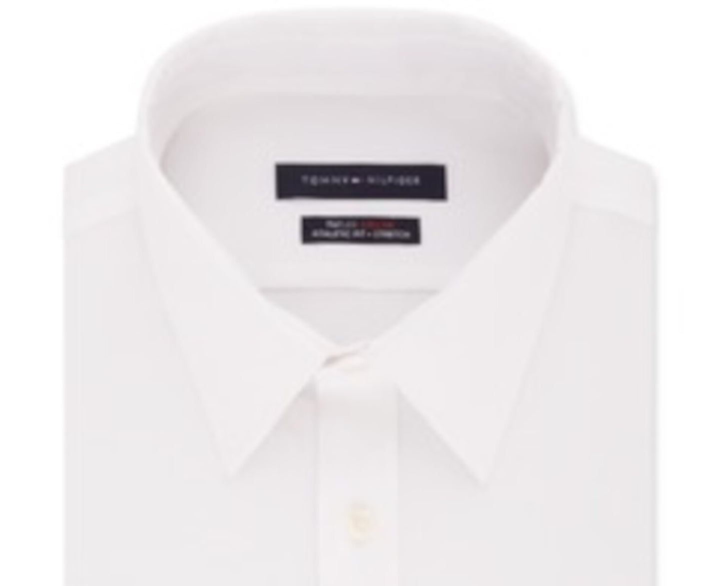 Camisa social masculina Tommy Hilfiger Athletic Fit Performance Stretch Th Flex Collar Solid, branca, tamanho 17-36/37