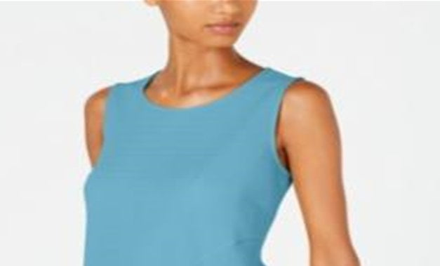 Blusa feminina Alfani com bainha assimétrica, azul, tamanho pequeno GG