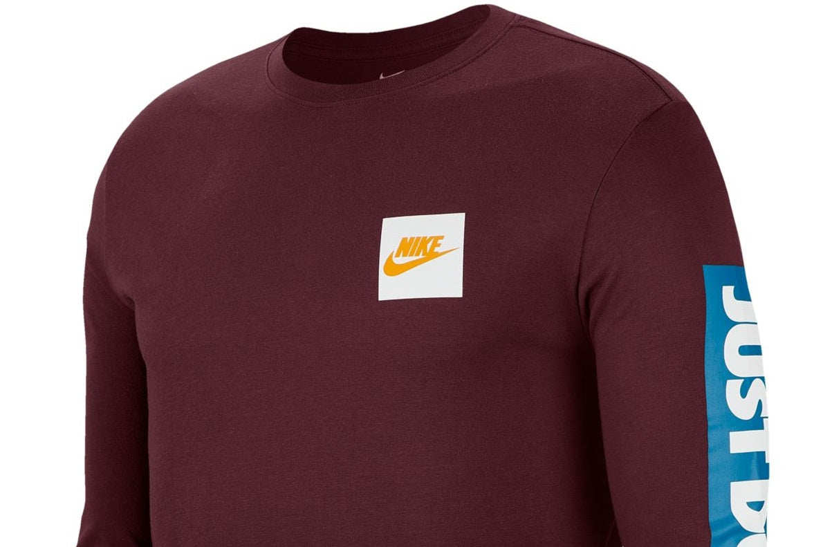 Camiseta Nike Sportswear Just Do It Manga Longa Casual para Noite, Roxa, Tamanho 2XL