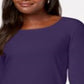 Karen Scott Blusa feminina de algodão com decote redondo, roxa, tamanho X-S