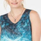 Regata feminina estampada com decote em V estilo &amp; co, azul, vários tamanhos - PP