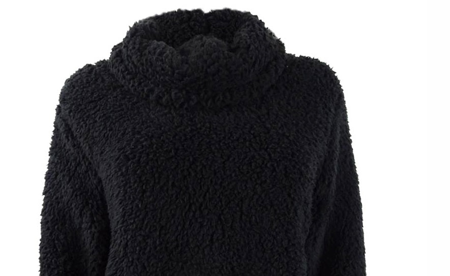 Suéter feminino estilo &amp; co com gola alta e forro de lã sintética sherpa, preto, tamanho pequeno e pequeno