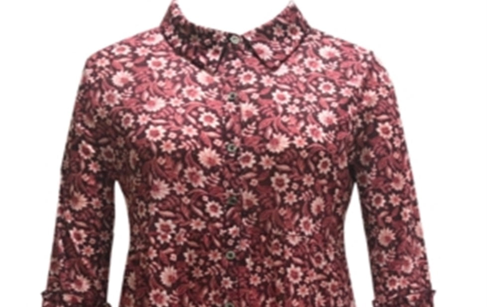 Túnica feminina com estampa floral estilo &amp; co, vinho, tamanho grande