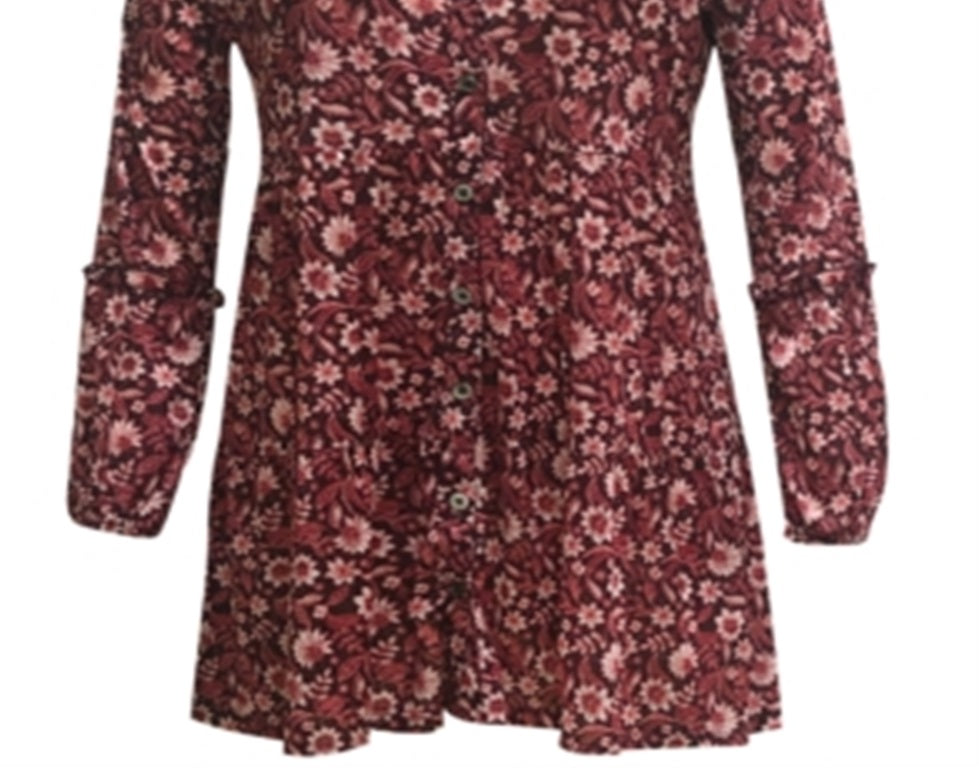 Túnica feminina com estampa floral estilo &amp; co, vinho, tamanho grande