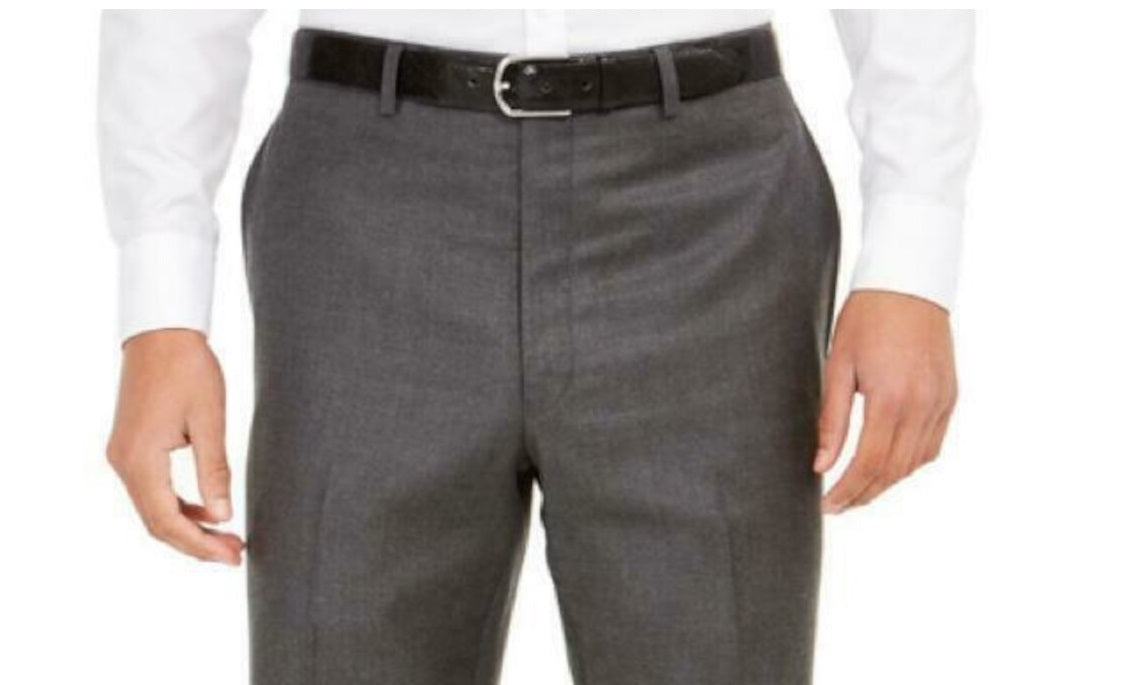 Calça social masculina Ralph Lauren, flanela, mistura de lã, cinza, tamanho 40x30