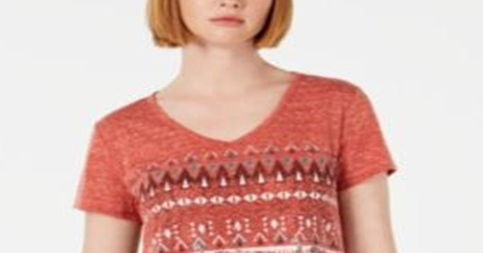 Camiseta feminina gráfica Style &amp; Co, tamanho cobre, pequena, G
