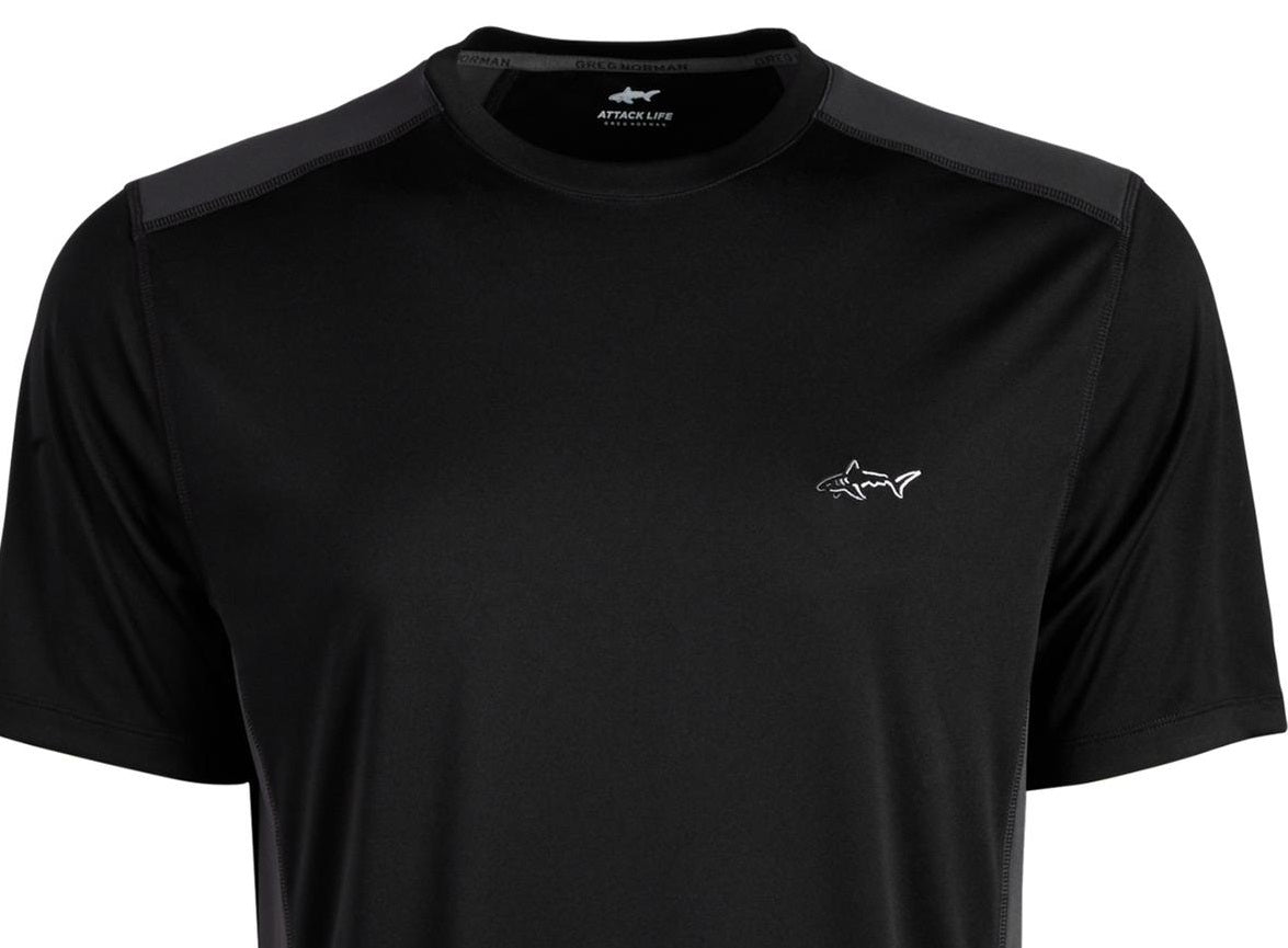 Attack Life Camiseta esportiva masculina de gola redonda e manga curta, preta, tamanho pequeno