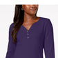Karen Scott Top Henley de Algodão Feminino - Roxo Tamanho P