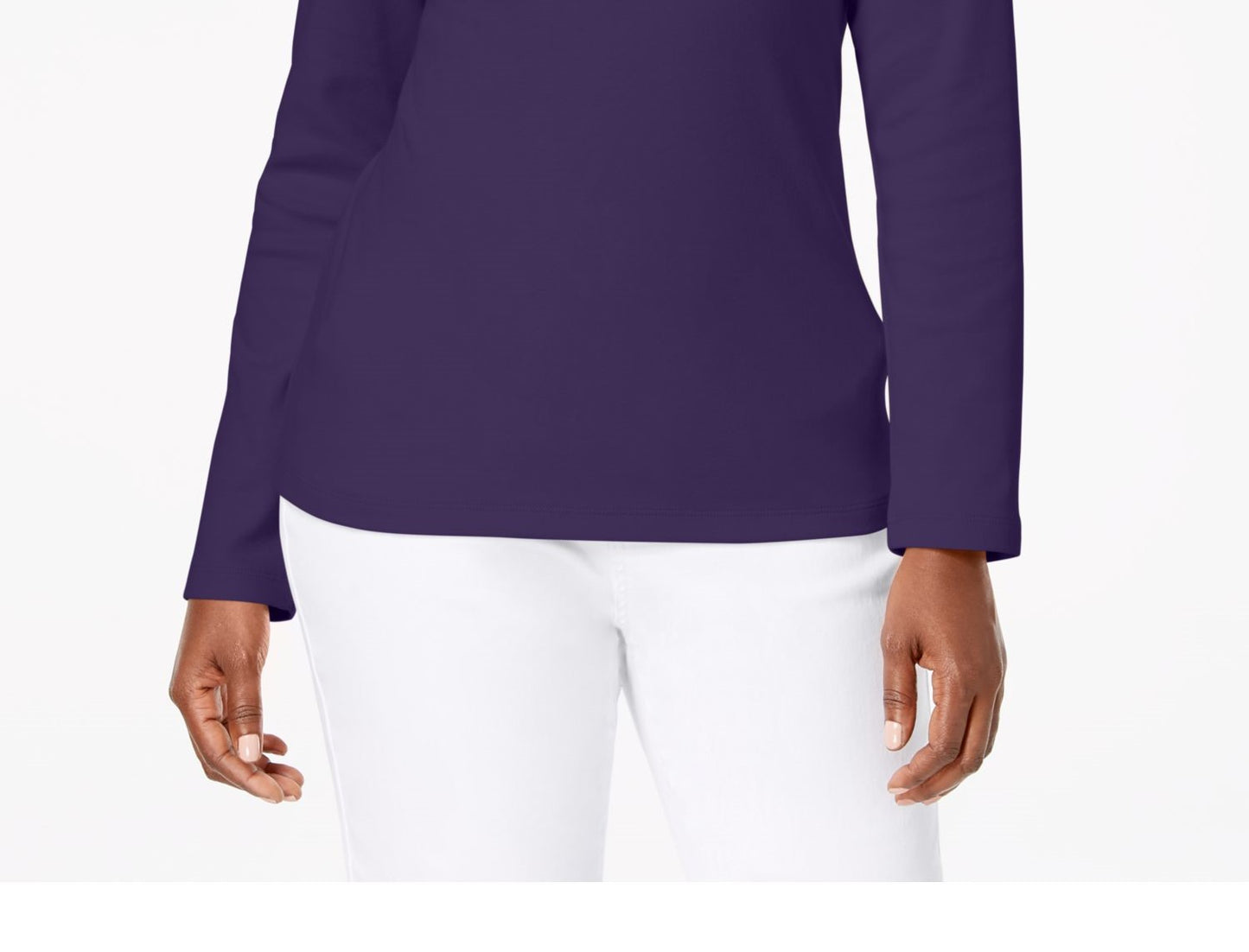 Karen Scott Top Henley de Algodão Feminino - Roxo Tamanho P